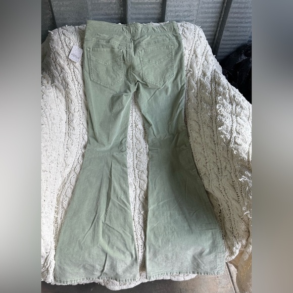 Free People Light Green Corduroy Bell Bottom Pants - Picture 4 of 8
